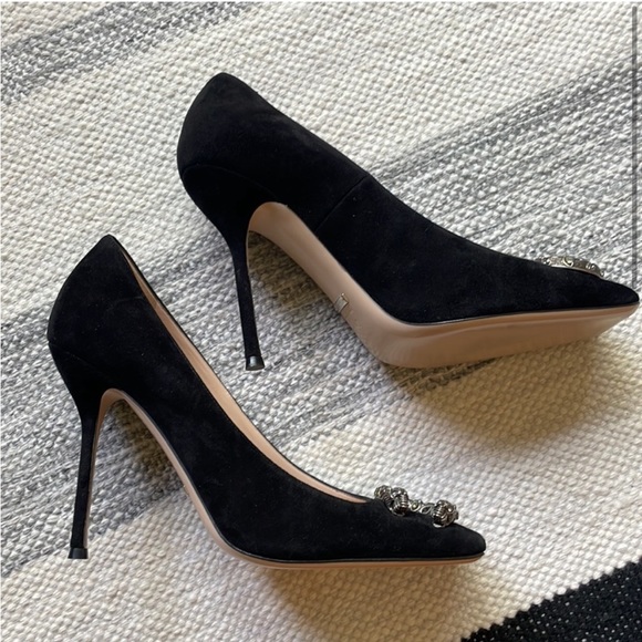 ⚡️Gucci Dionysus Square Toe Suede Leather Crystal Heels - Picture 4 of 10